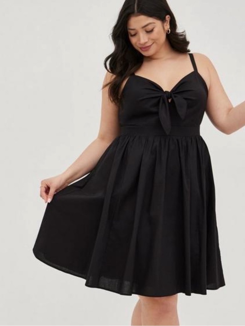 Torrid Poplin Black Tie Front Skater Dress Women’s 1 or 1X